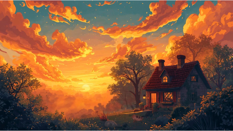 Twilight cottage beneath soft moonlight, symbolizing midlife awakening and the spiritual meaning of turning sixty.