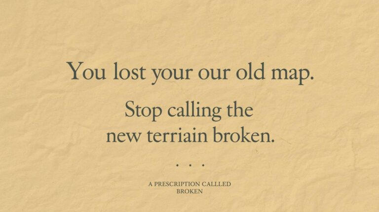 Quote card with the message “You lost your old map. Stop calling the new terrain broken.”